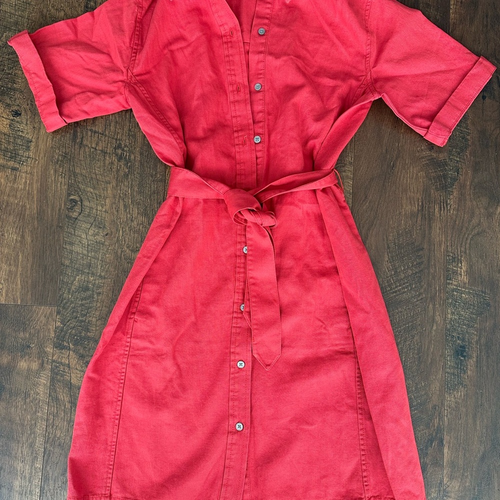 Banana Republic Red Midi Dress with Belt